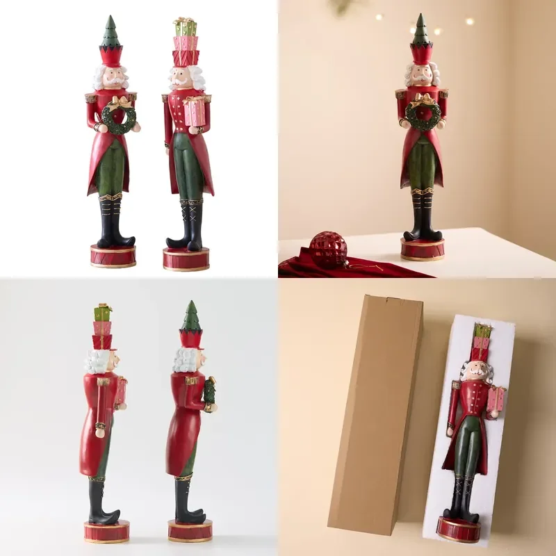 Christmas Tree Wreath Gift Box Fat Nutcracker Ornament for Christmas Soldier Doll Home Tabletop Holiday Decoration