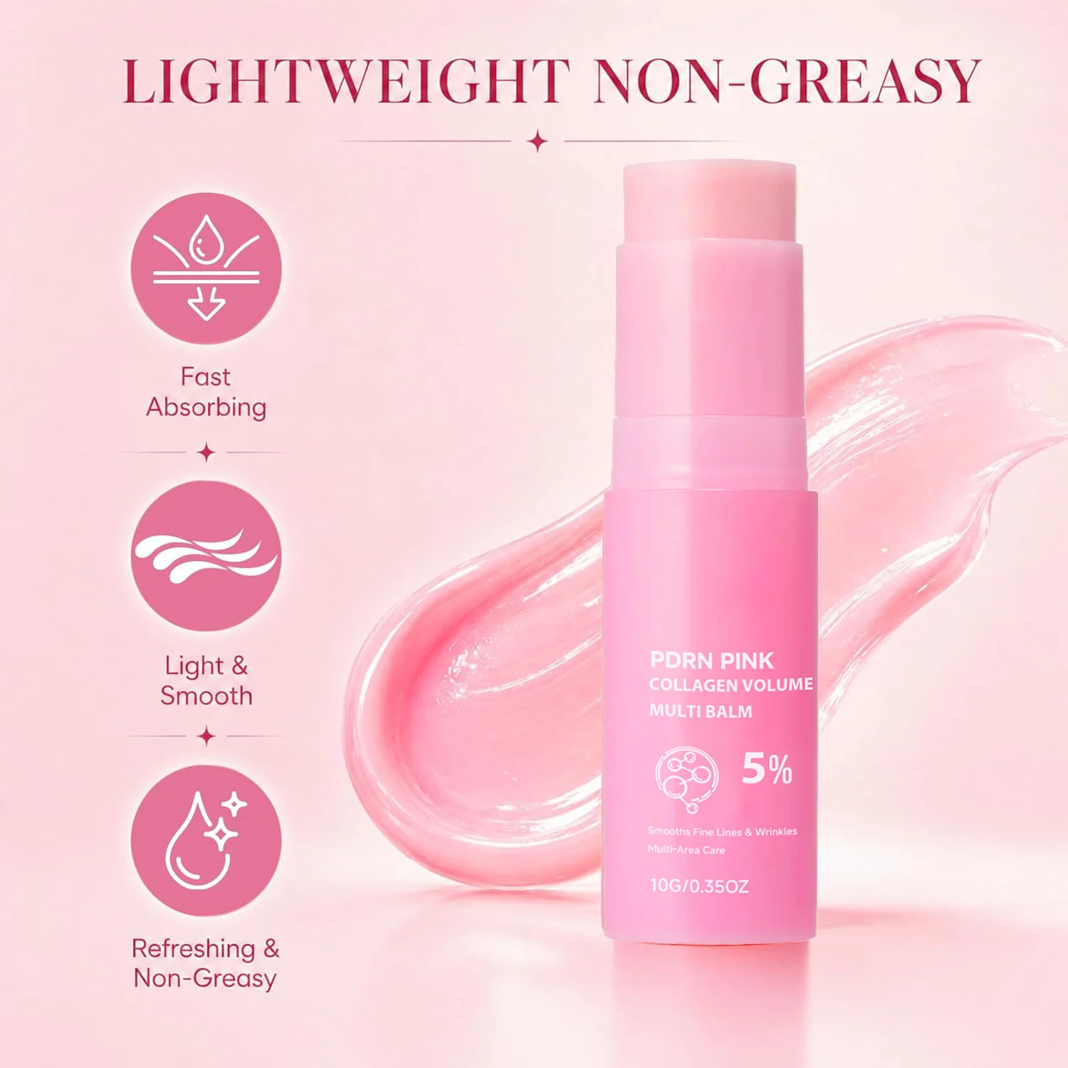 PDRN Pink Collagen Volume Multi Balm Collagen Hydrating Stick for Face, Neck, Under Eyes, Lips, Lines Care Plumping&Firming Skin view 3