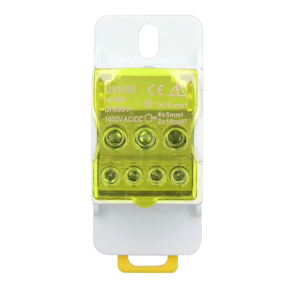 الملونة 690 فولت DIN السكك الحديدية صندوق التوزيع 80A أزرق أخضر أصفر محطة صندوق وصلات قواطع صندوق الأجهزة المنزلية