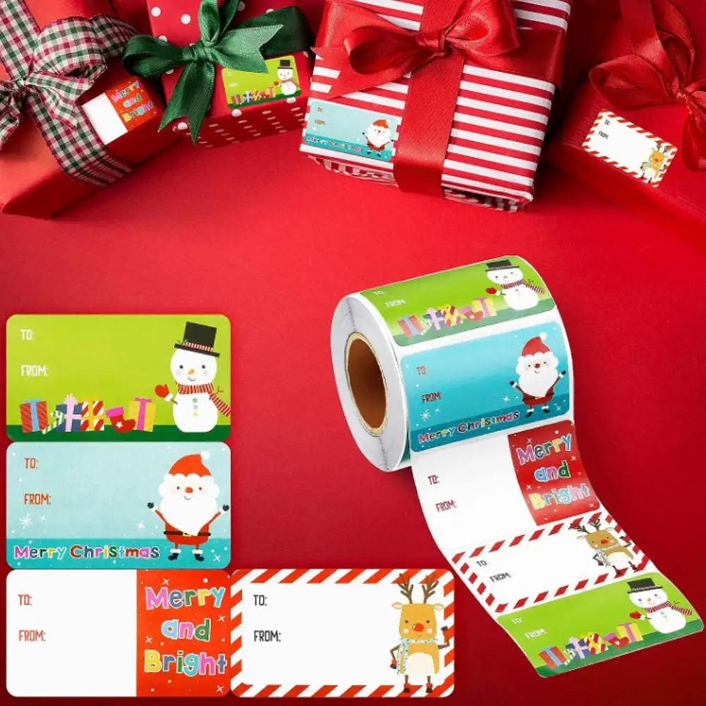 

200/500pcs Merry Christmas Decorative Roll Stickers For Presents Wrapping Christmas Gift Name Tag Stickers Holiday Decorati O0T1