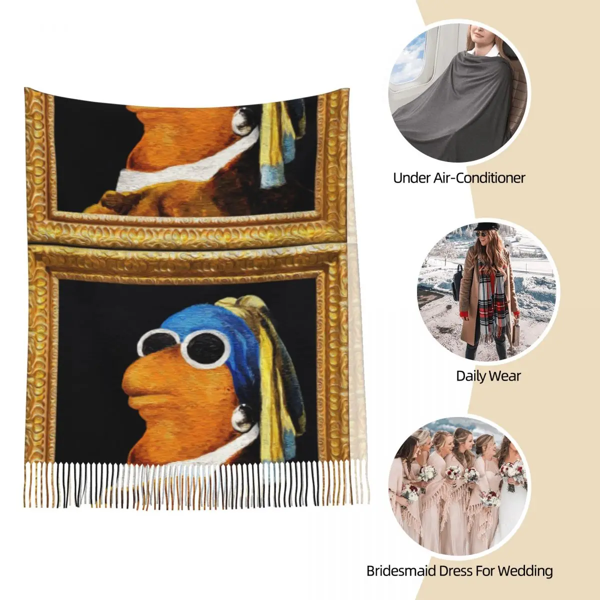 ماركوس الدودة ميمي وشاح للمرأة الخريف شالات الكشمير التفاف فتاة مع حلق اللؤلؤ طويل كبير وشاح شال لارتداء اليومي