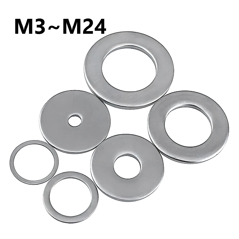 A4-80 316 Stainless Steel Flat Washers M3 M4 M5 M6 M8 M10 M12 M14-M24 Sealing Gaskets for Marine Industrial Machinery DIY Repair