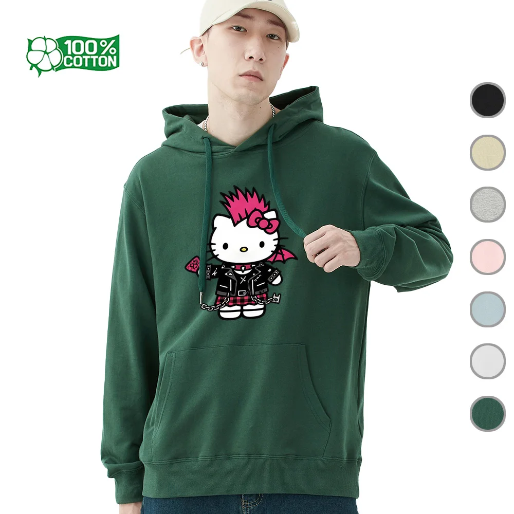 

Rock Star Hello Kitty Printed Hoodie & Sweatshirt, Kawaii Graphic Pullover, Soft Cotton Blend T-Shirt Style Clothing Apparel