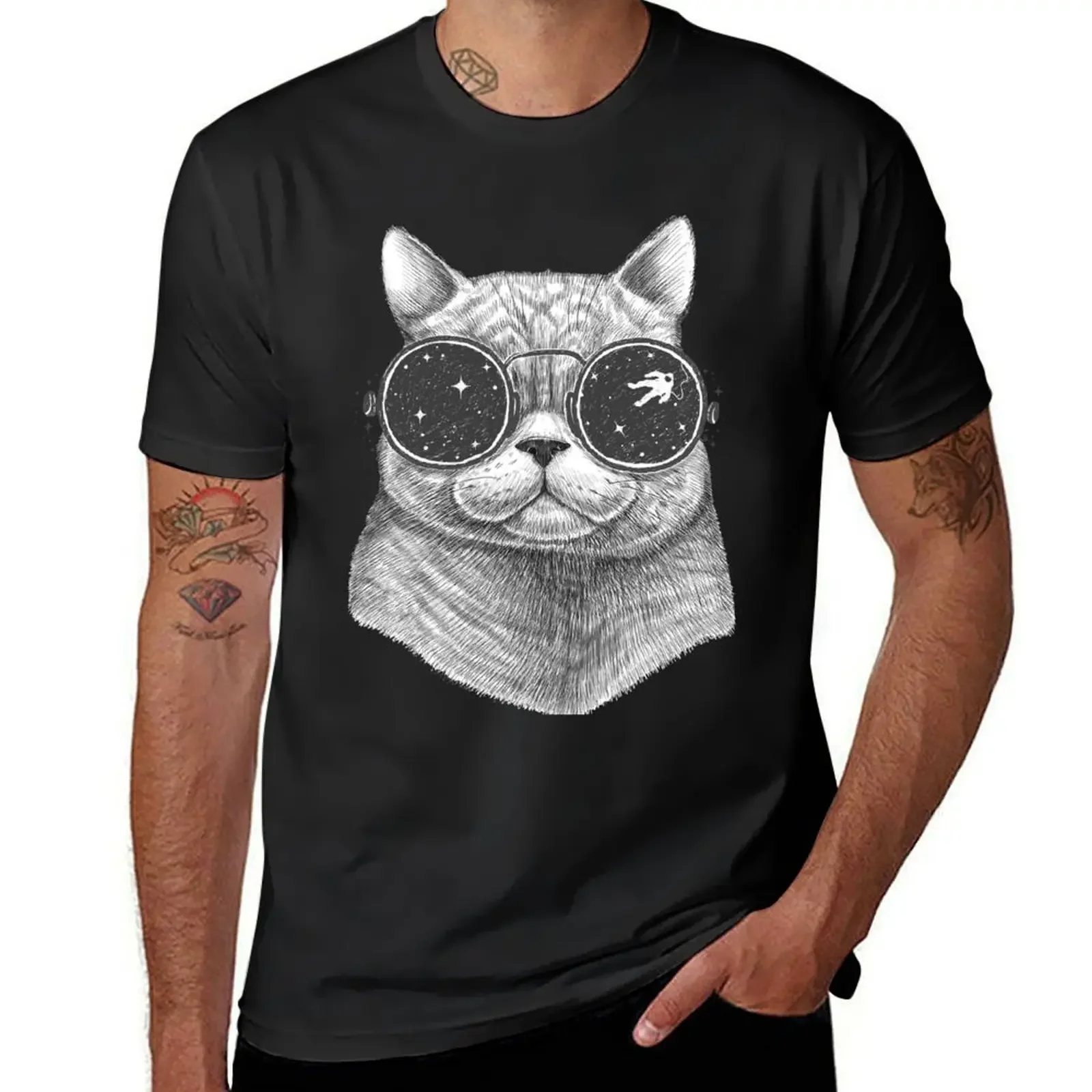 Space cat T-Shirt cotton graphic tees designer shirts mens t shirts casual stylish