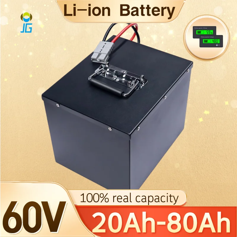 

62.9V 60V 60 80Ah lithium ion battery BMS 16S 62.9V 63V li ion battery for 3000w scooter bike Tricycle Motorcycle +10A charger