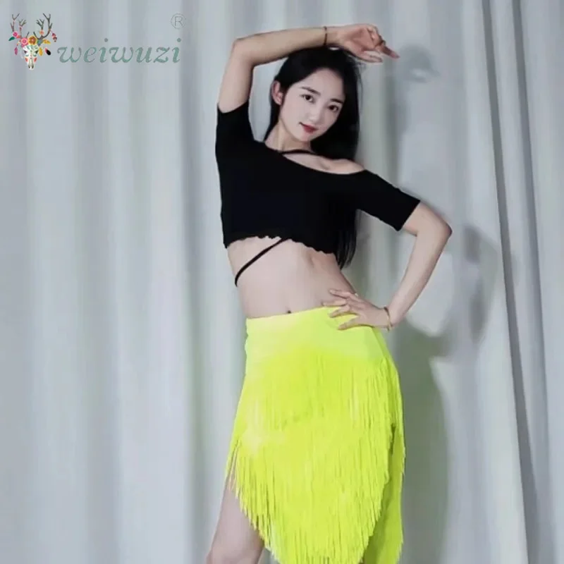 Tassel Belly Dance Practice Clothes Top+split Long Skirt 2pcs Oriental Dance Costumes Suit Women Belly Dancing Wear Outfit