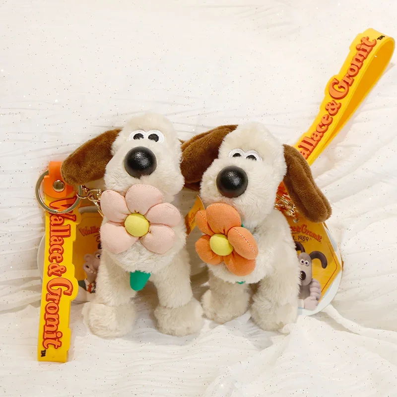 عالية الجودة الكرتون والاس جروميت دمية حقيبة قلادة Kawaii جروميت والاس بلوشيز جرو الكلب مفتاح سلسلة هدايا عيد فتاة