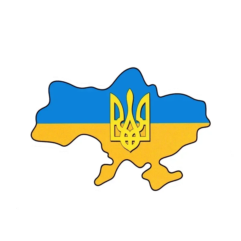 1 PCS Ukraine Flag Trident Map Decal Ukrainian Car Accessories14.9CM*10.3CM