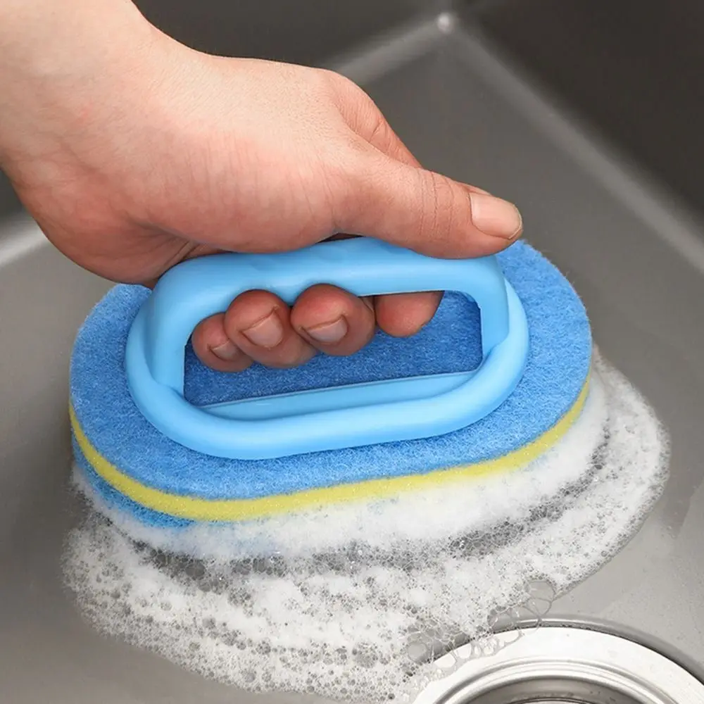 Thickened Kitchen Pot Brush Double Layer Reusable Bathroom Tile Cleaning Brush with Handle Sink Descaling Wiper