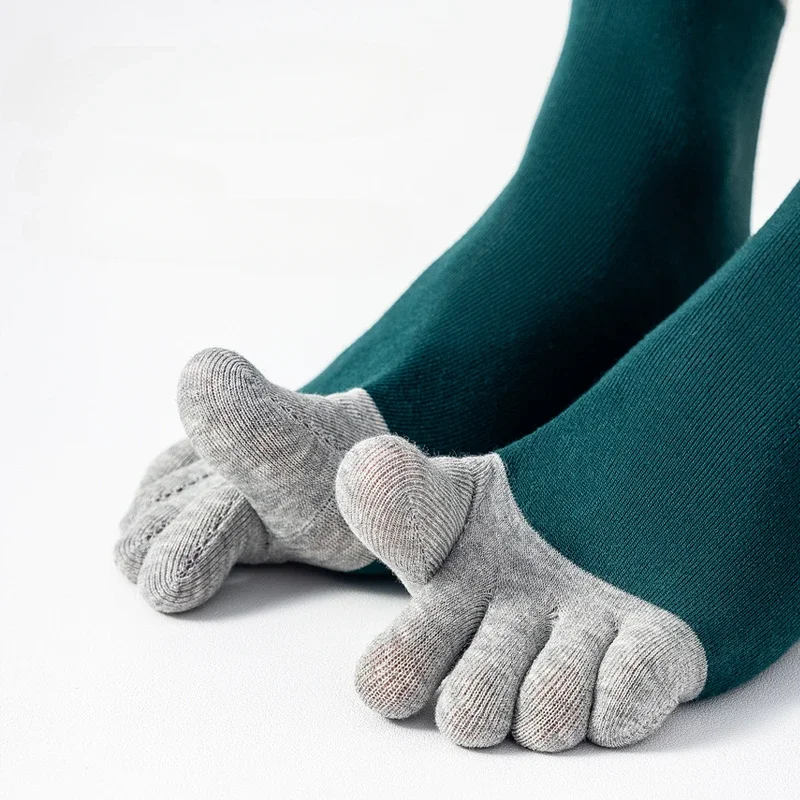 3-5 Pairs Five Finger Socks Men Gym Sport Crew Socks with Separate Fingers Mid Tube Cotton Toe Socks Non-slip Runing Breathable