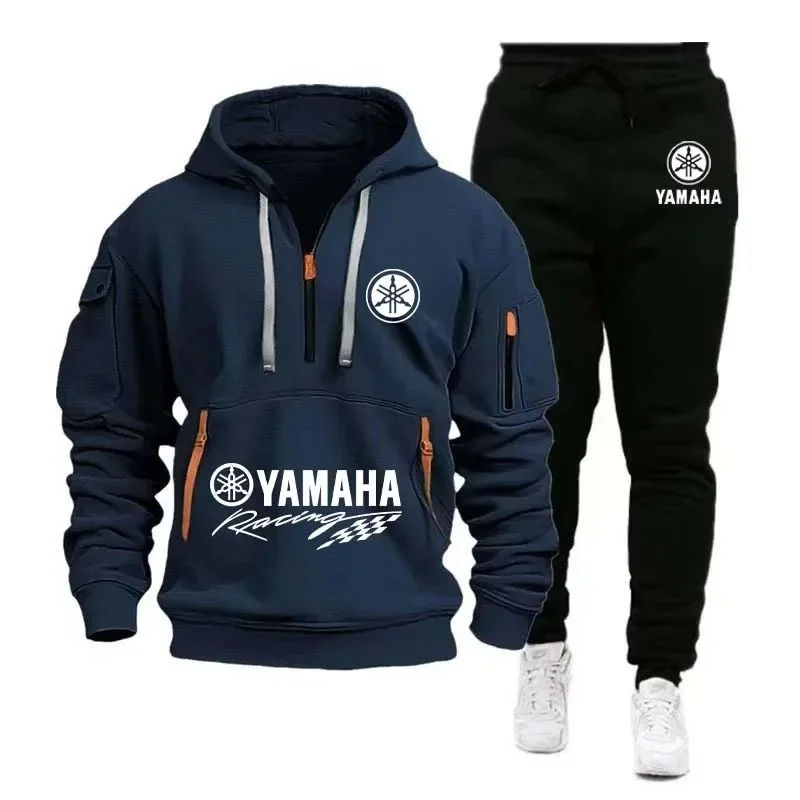 Conjunto Deportivo Yamaha Racing Team 2026 para Hombre, Primavera, Sudadera con Media Cremallera y Pantalones, Conjunto Unisex de Sudadera y Joggers