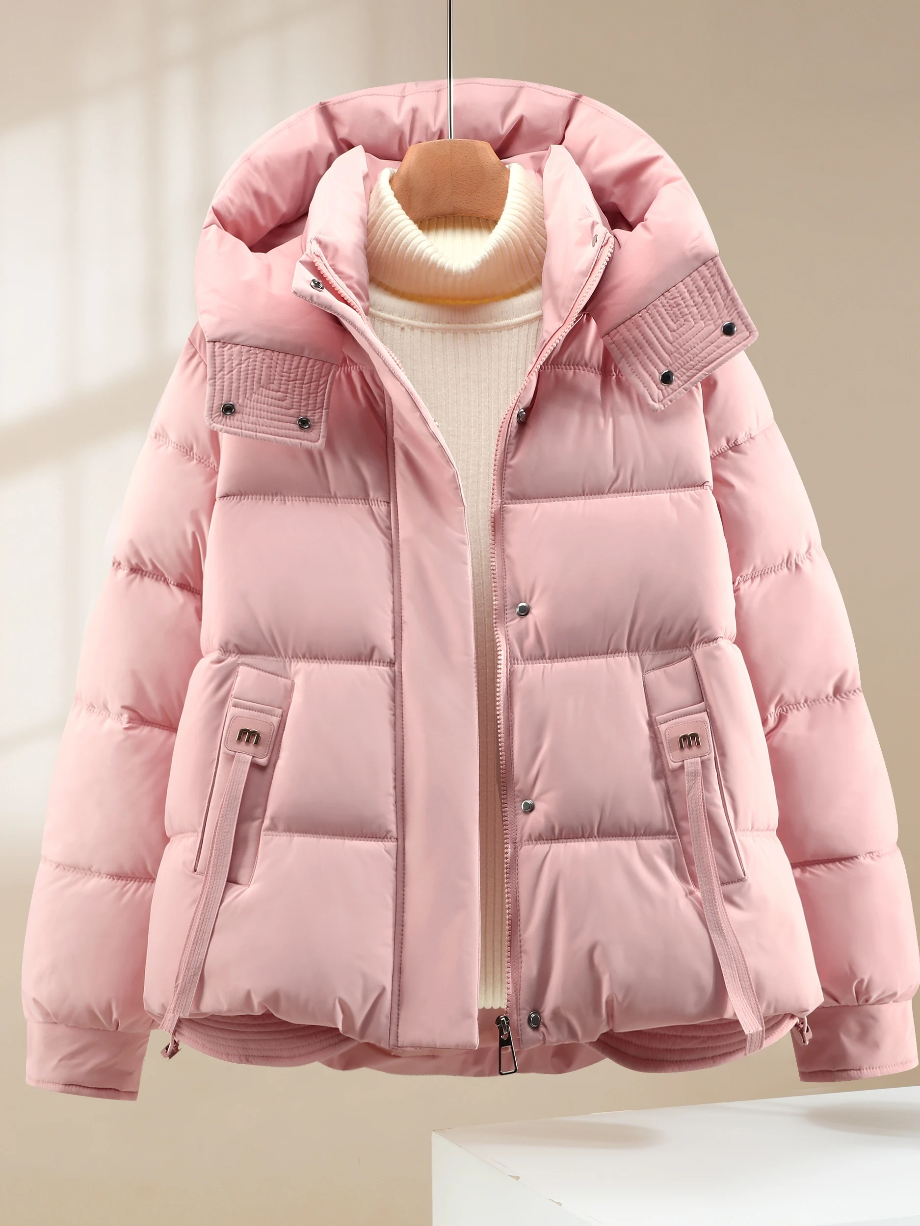 

Женская утепленная куртка-пуховик 2025 года, новая свободная хлопковая куртка, зимняя модная утепленная куртка с капюшоном для студентов, верхняя одежда