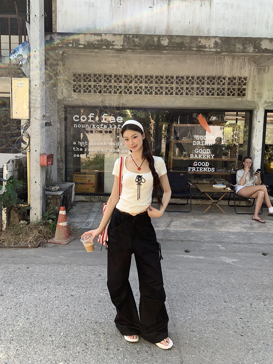 

Новые повседневные хлопковые брюки Bla для женщин: свободные, широкие, с низкой посадкой, для офиса и на каждый день