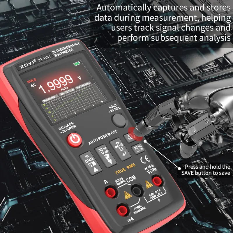 ZOYI ZT-R01 Portable HD infrared thermal imager Digital multimeter 2-in-1 push-button multimeter for electricians