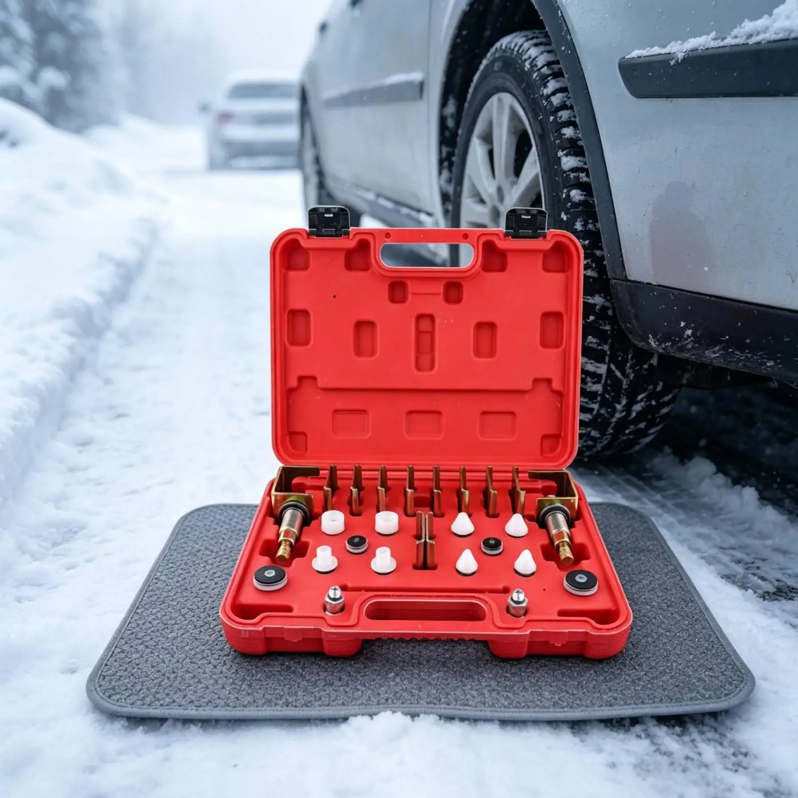 Automotive Leak Tester AC Pressure Testing Tool with Sealing Discs for Car Air Conditioner Piping Checks