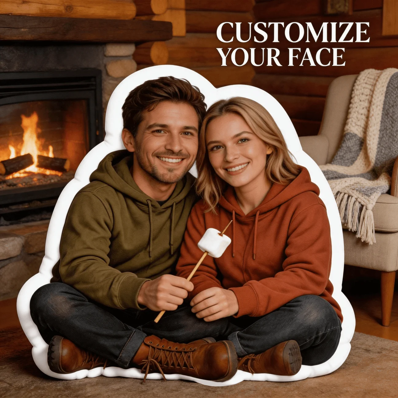 Customized pillows for couples' photos, customized picture decorative cushions for romantic moments, 60cm large-sized sofa bedro