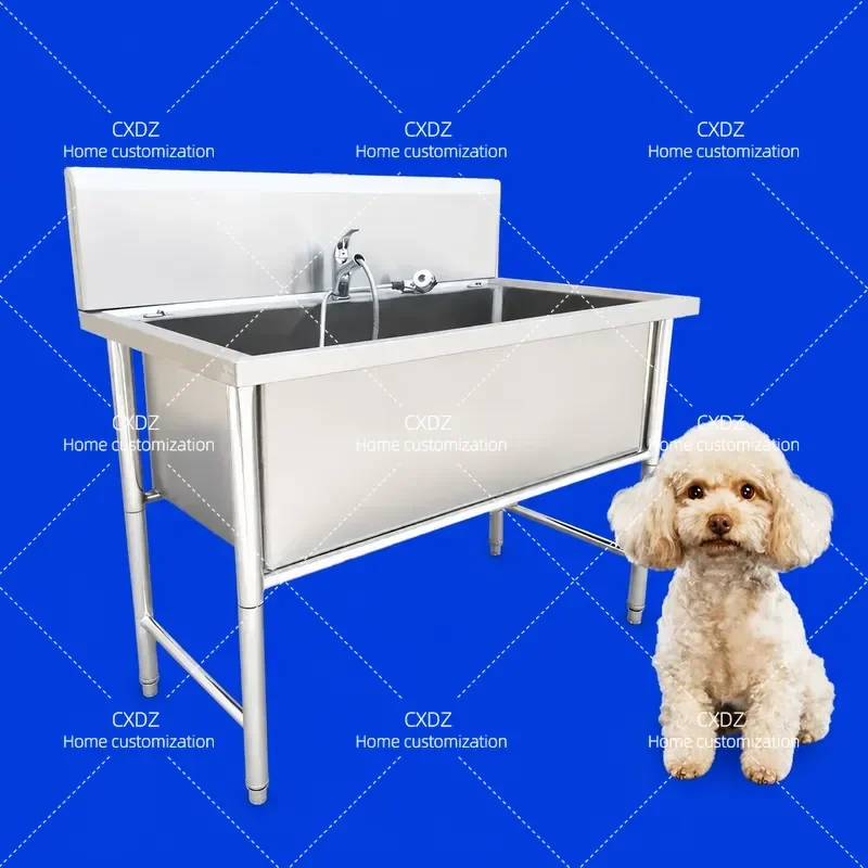 Stainless Steel Dog Wash Pool Pet Grooming Bath Tub for Cats and Dogs Universal Cleaning Station for Pet Shop Beauty Salon