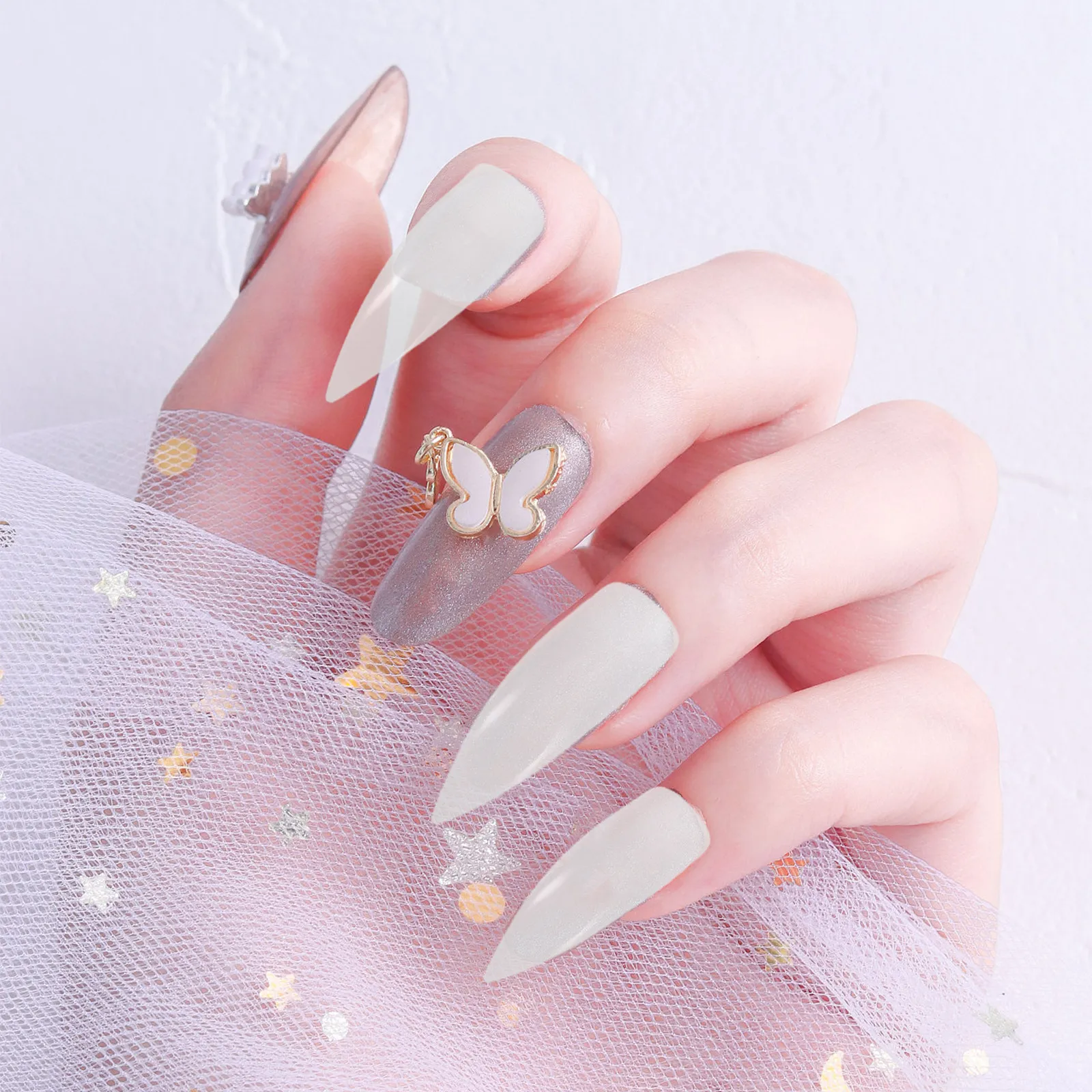 1000Pcs Claw Nail Tips Clear Nail Extensions Full Cover Press on False Nails Transparent Set Stick on Nails for Women
