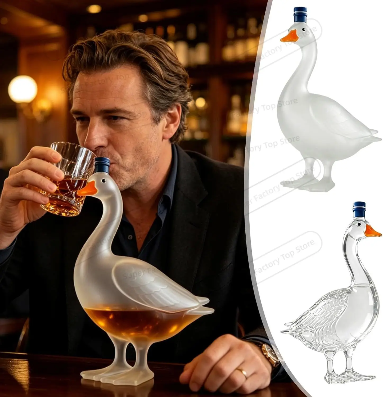 30. Jubiläums 3D Gänse-Flaschenskulptur Wodka-Flasche Kristall-Skulptur Spirituosen-Spender für Whiskey Wein Hausbar-Dekoration