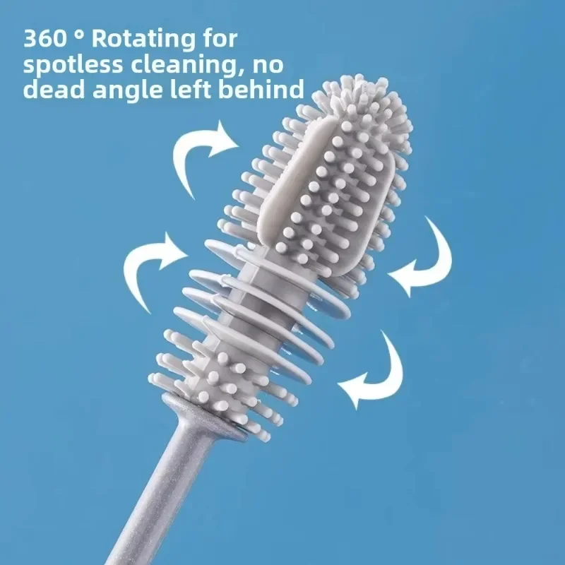 Soft rubber cup washing brush with no dead corners to remove tea stains, water cup cleaning, long handle bottle washing brush
