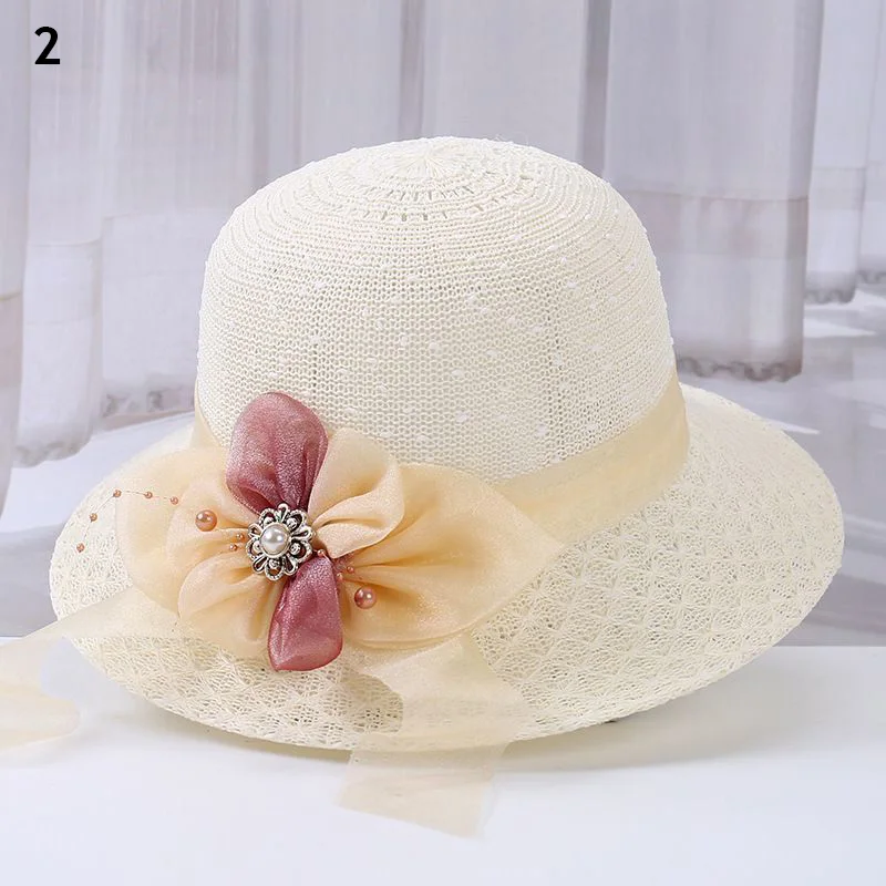 Summer Bowknot Ribbon Outdoor Sun Hats Girls Wide Brim Straw Hat Ladies Panama Caps Sun Protection Hats For Women Sun Caps New