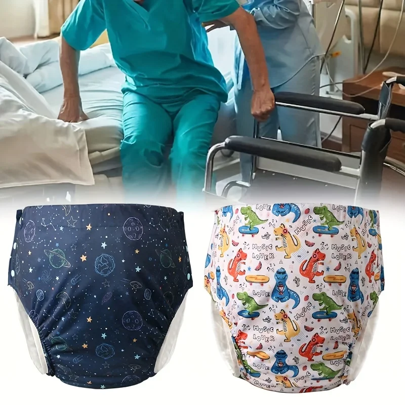 حفاضات قماشية قابلة لإعادة الاستخدام للبالغين - مشبك جانبي قابل للتعديل مع حشوة ماصة، ساق مانعة للتسرب وقابلة للغسل + وسادتان حفاضات فائقة الدقة #3