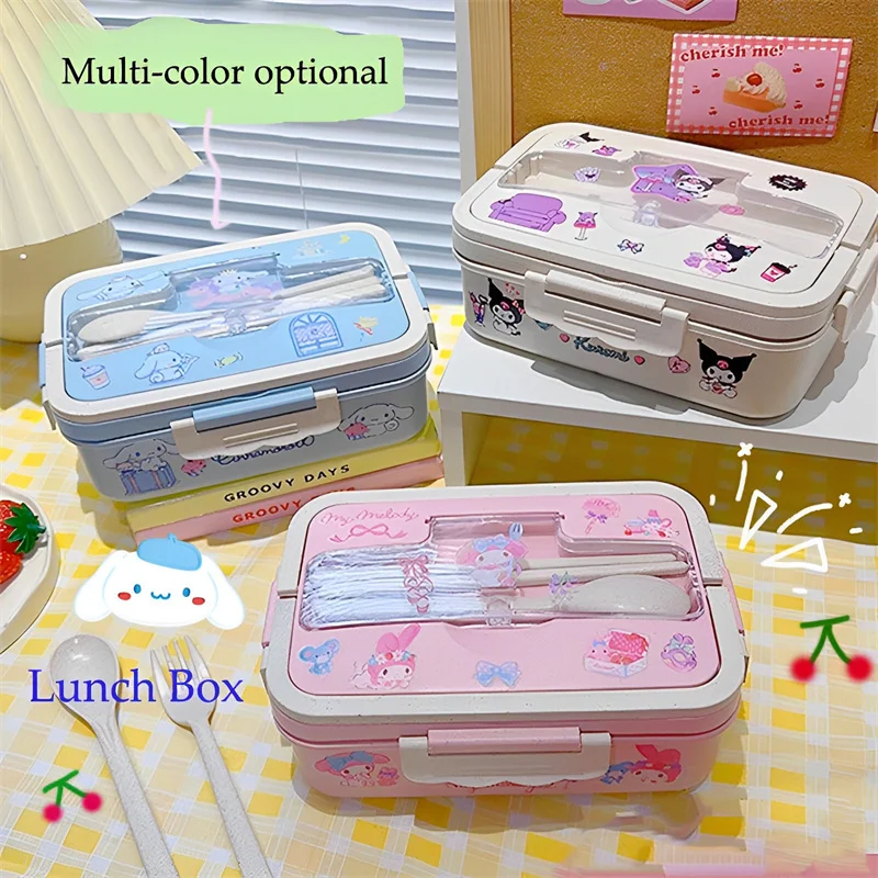 Sanrio Kawaii Kuromi Fresh-keeping Box Cartoon Cinnamoroll Large-capacity Lunch Box Food-grade Fruit Box High-value Tableware