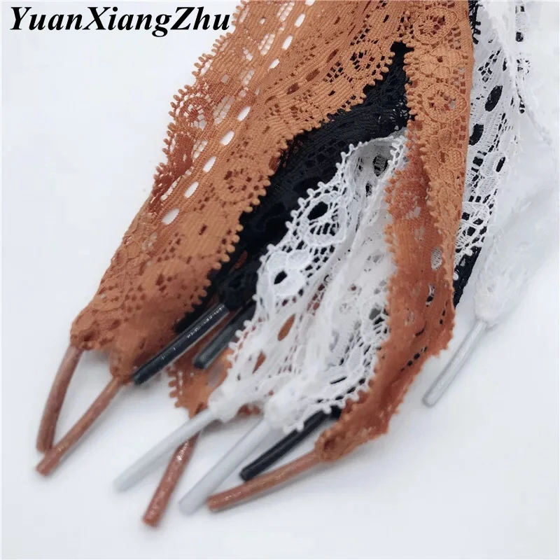 1Pair New Lace Shoelaces Women's Casual Shoes Fashion Ribbon Shoelace Sneakers Black White Shoe Laces 80CM/100CM/120CM