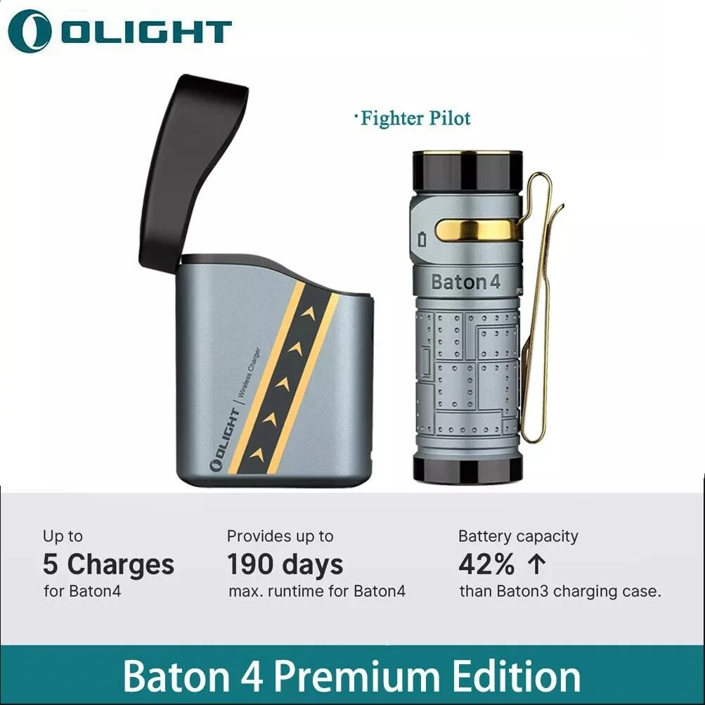 Olight Baton 4 Premium Edition Fighter Pilot and Ti Lantern Rechargeable EDC Flashlight 1300 Lumens Torch Lanyard IPX8