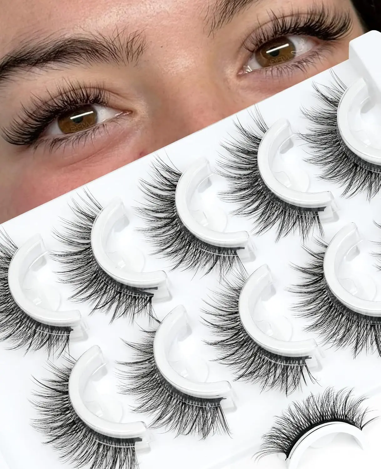 Ciglia incollate 5 paia Ciglia con striscia a pressione Ciglia autoadesive Ciglia morbide e sottili Nessuna colla necessaria Ciglia finte (EMEDA-BB)