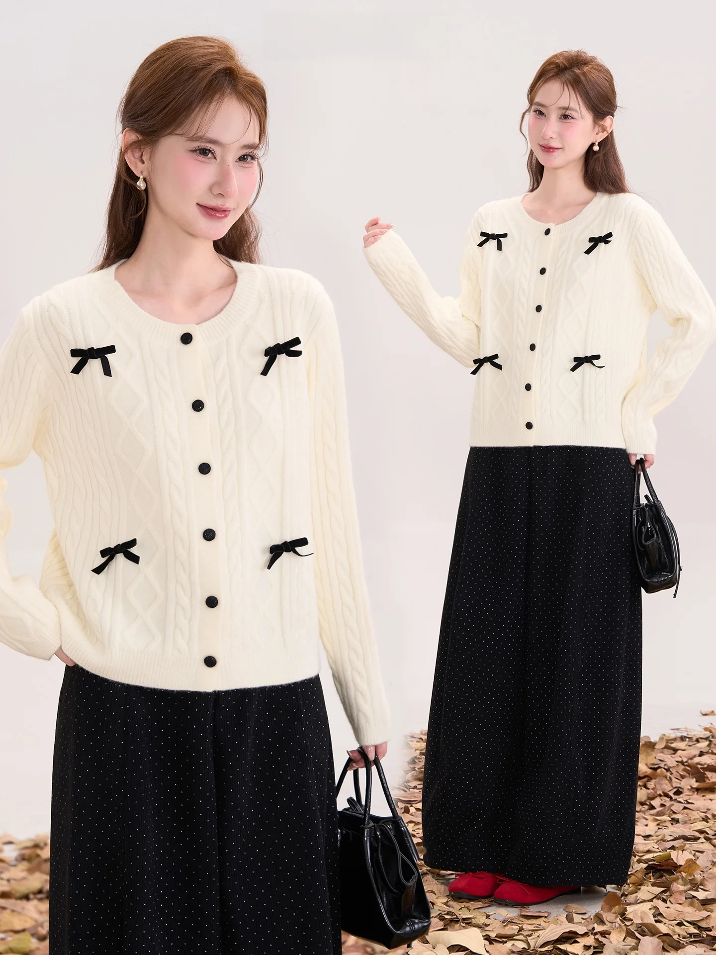 

Новый женский кардиган из вельвета с 3D-узлом и новогодним дизайном, длинный рукав