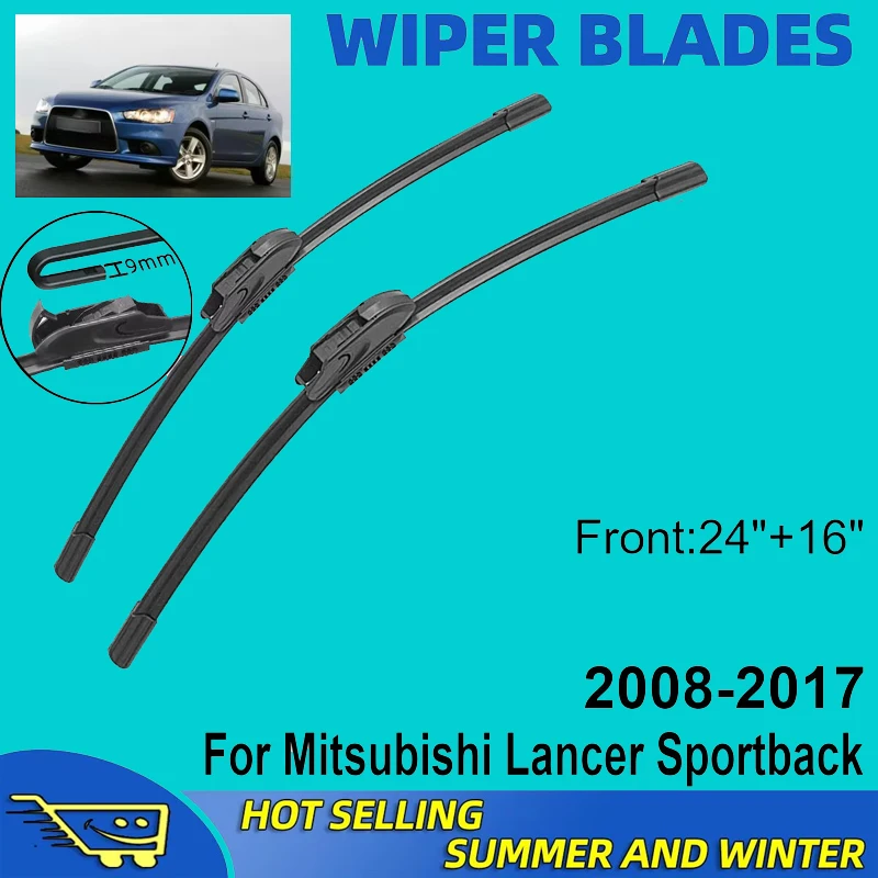 

2PCS For Mitsubishi Lancer Sportback 2008-2017 2009 2010 24" + 16" Front Wiper Blades Windshield Windscreen Window Accessories