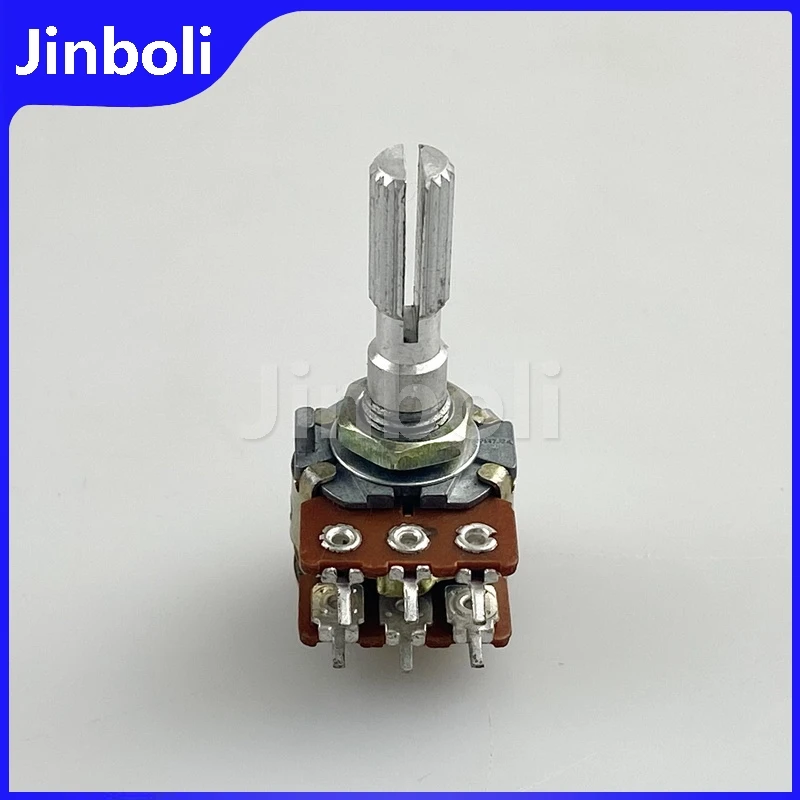 1PCS 16 Type 6Pins Dual Potentiometer B50K With Center Positioning Power Amplifier Audio Volume Potentiometer Flower Shaft 25mm