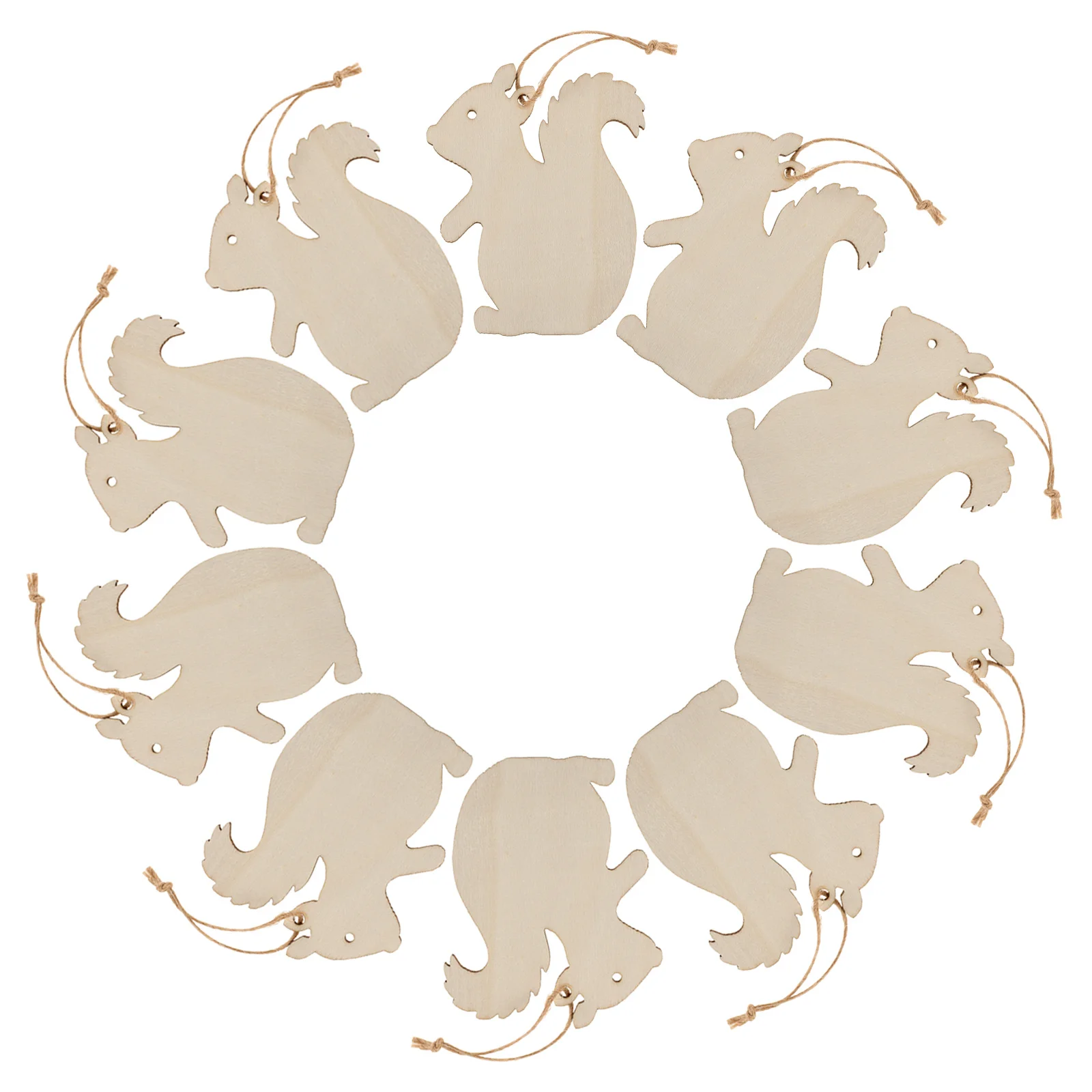 

50Pcs Wooden Squirrel Cutouts Unfinished Blank Wood Slices DIY Hanging Ornaments Christmas Birthday Wedding Decorations