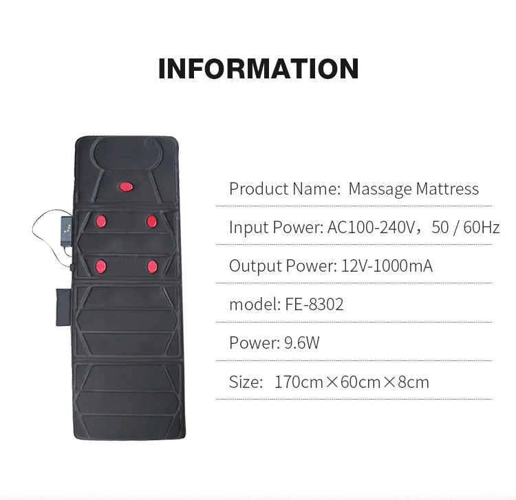 أفضل بائع الاسترخاء الجسم التدفئة بالأشعة تحت الحمراء قابل للتعديل الاهتزاز رغوة فراش لسرير التدليك #6