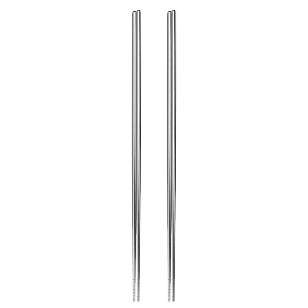 

2Pair Anti-Slip Stainless Steel Chopsticks 17.71 Inch Long Cooking Sticks for Frying Hot Pot Noodles Reusable Metal Utensils