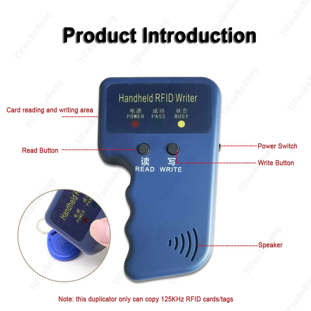 Handheld 125KHz RFID Programmer Duplicator Copier Writer Reader Writer ID Card Cloner & key for Door Access Control System