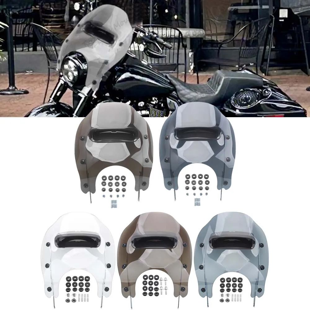 Motorcycle With Hardware Kit Front Fairing Windscreen Compatible With Harley Davidson Road King 1994-2025 Chrome/Black Bracket