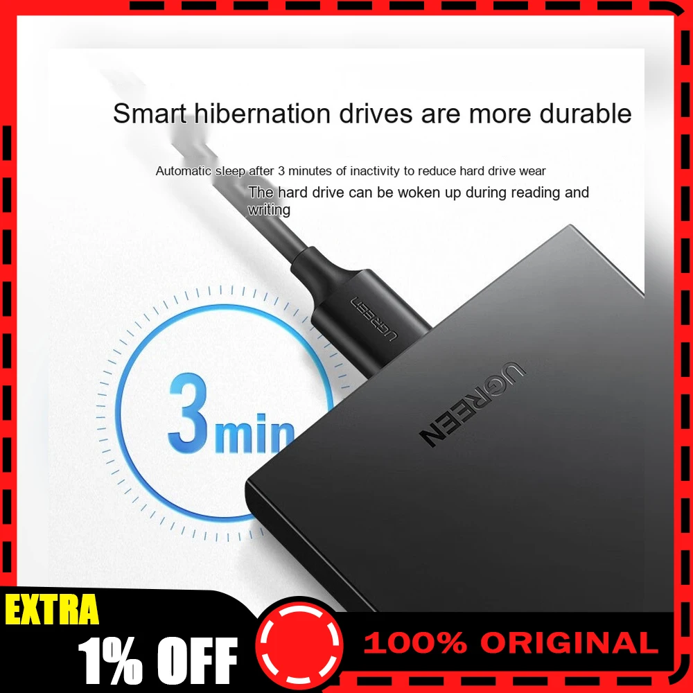 UGREEN 60353 CM237 2.5 Inch SATA HDD Enclosure USB 3.0 5Gbps External Hard Drive Case for SSD HDD