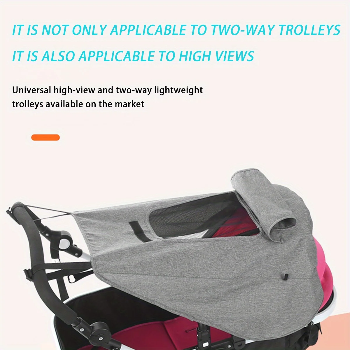 

1Pc Travel Accessories Pure Color Easy to Install Stroller Awning Accessories High Landscape Two-Way Light-Shielding Anti-Uv Sunshade Travel Portable Stroller Accessories