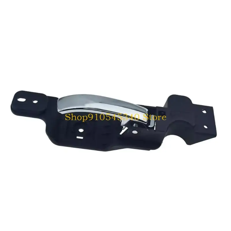 U2JA Front Door Handle Repair Assembly with Black Base, Reflective Silver Tone Pull Lever, and Shaped Mounting Structure
