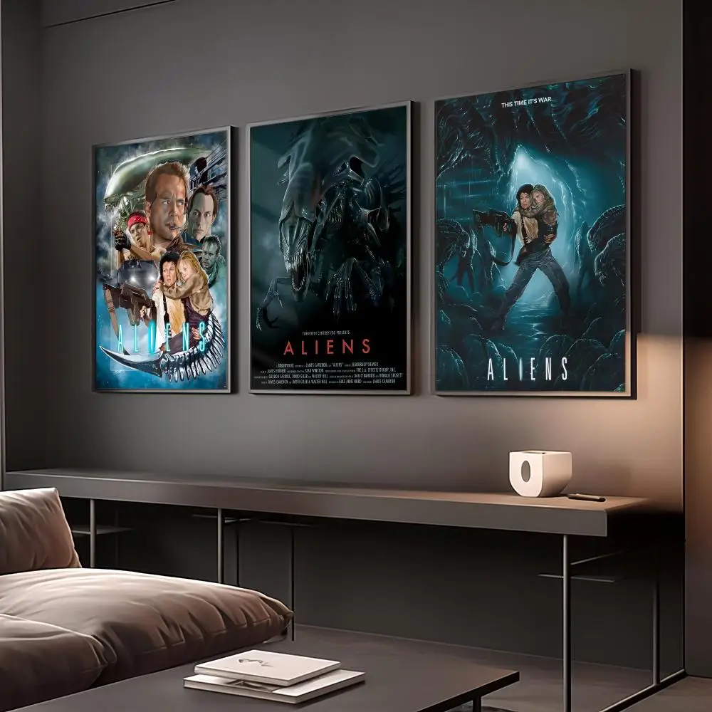 Classic Sci-Fi Alien Movie Painting Calligraphy Anti Wrinkle Canvas Poster Wall Art Home Decor for Living Room