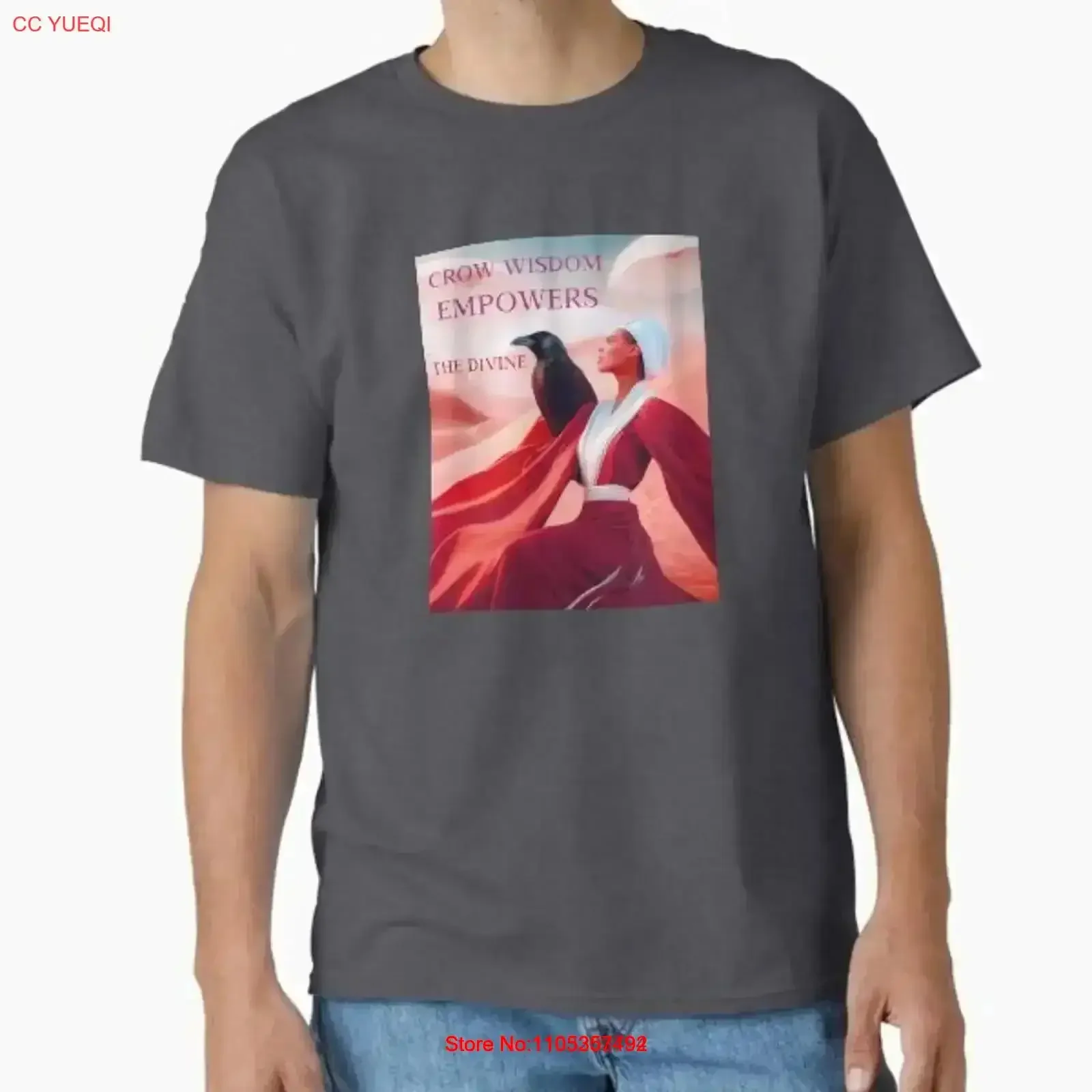 CROW WISDOM EMPOWERS THE DIVINE Damen-T-Shirt „Empower“ – Hergestellt in den USA, AUS-Größen S-2XL, Vintage-Waschung, Stretch-Grafik, bequem