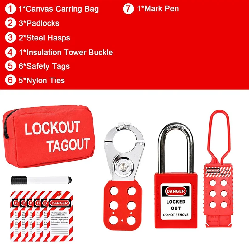 

Комплект блокировки Tagout, электрические комплекты для блокировки бирки, засов для группового блокировки, лото-метки, навесной замок для блокировки бирки-[A51I]