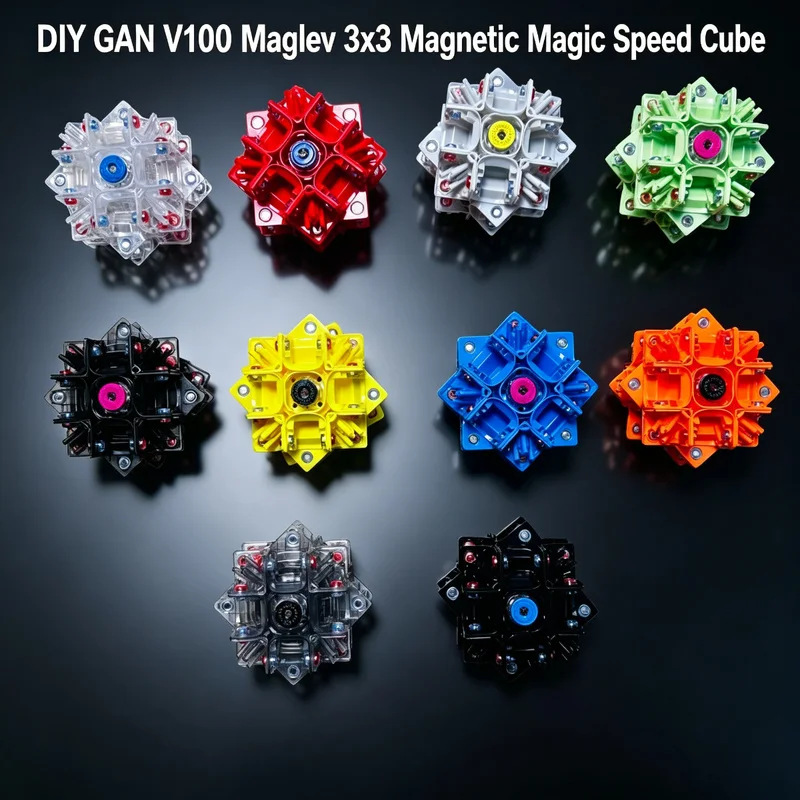 DIY GAN V100 Maglev 3x3 Magnetic Magic Speed Cube Sticker Professional Kids Toys for Gifts