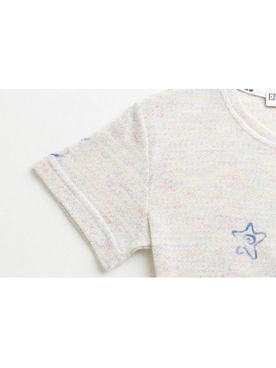 Rbrich 아메리칸 슬림핏 스타 프린트 오르트 슬림핏 티셔츠 여성용 어깨 길이 핫 걸 탑 스트리트웨어 코튼...