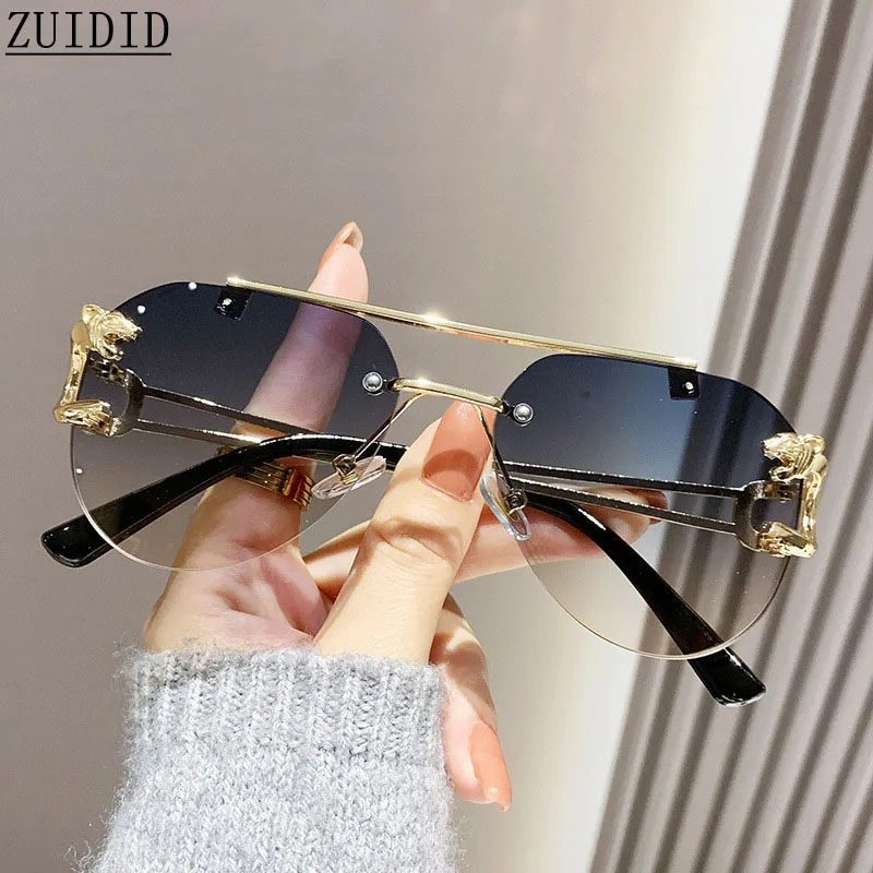 Bezramkowe designerskie okulary przeciwsłoneczne damskie modne luksusowe modne okulary przeciwsłoneczne męskie okulary w stylu vintage Lentes De Sol Mujer Lunette Soleil Femme