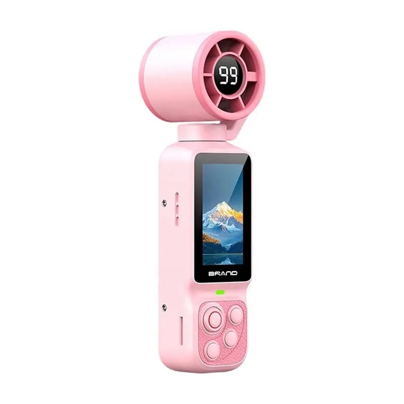 Cámara con Gimbal FEDI-1080P con Ventilador 180 °   Cámara de Bolsillo Portátil, Cámara HD Giratoria para Vlogs con Ventilador de Refrigeración, Cámara de Acción