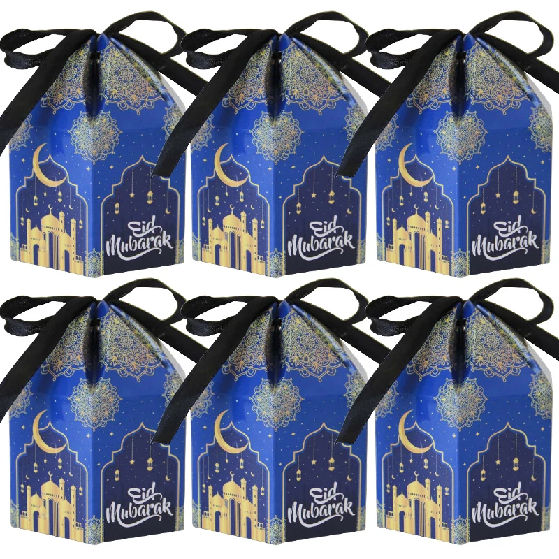 

10Pcs Eid Mubarak Candy Box Cookie Snack Gift Packaging Boxes Bag 2024 Ramadan Kareem Muslim Festival Party Decoration Supplies