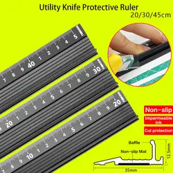 20/30/45cm Non-slip Zine Alloy Ruler Marking Metal Safety Cutting School Art Craft New School Office Suppliers